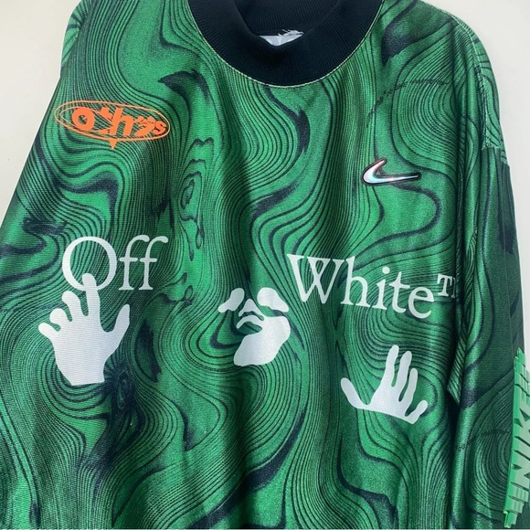 Nike x Off-White Allover Print Kelley Green long sleeve Jersey tags cut off mens - Picture 8 of 16